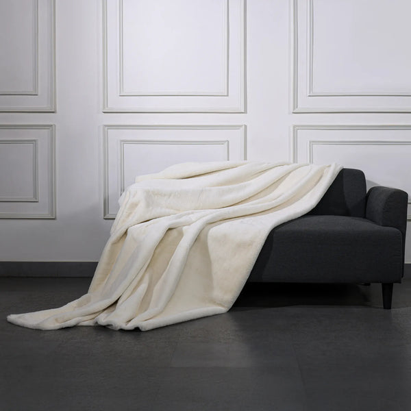 Fluff White Fur Throw