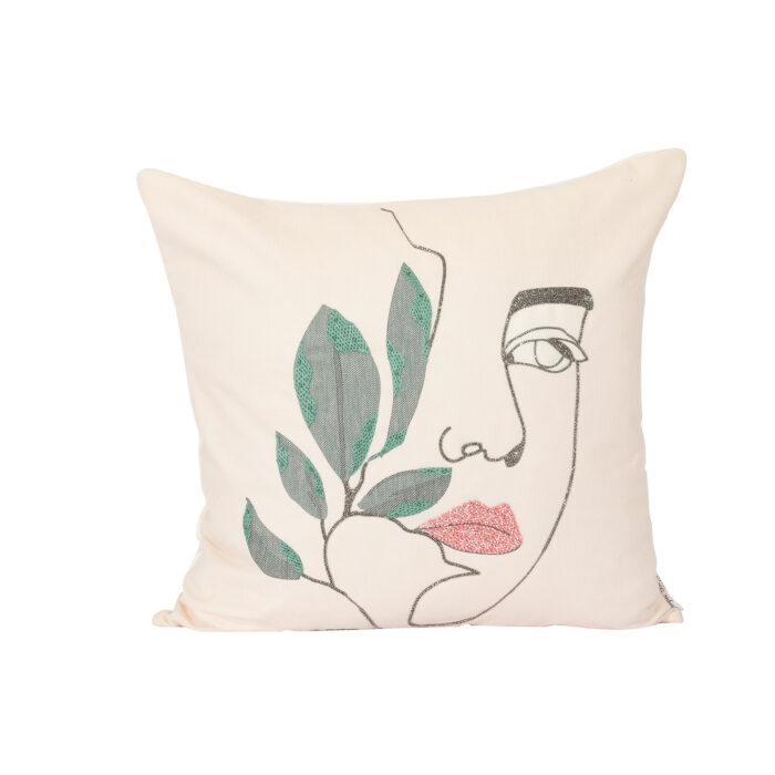 The Portrait- Absract Leaf Face Cushion Cover