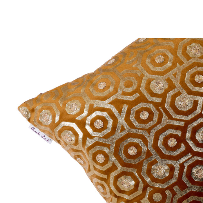 Golden Paradise Geometric Circles Cushion Cover